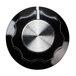 A black and silver Nemco thermostat knob with a white line.