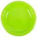 A close up of a Creative Converting Fresh Lime Green plastic plate.