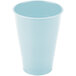 A light blue plastic cup with a white background.