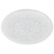A white Charge It by Jay glass charger plate with a circular pattern on the rim.