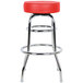 Lancaster Table & Seating Red Double Ring Barstool with 3 1/2" Thick Seat Main Thumbnail 4