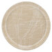 A beige fiberglass round tray with a white abstract design.
