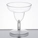 A clear plastic cup with a small rim on top and a stem.