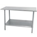 Advance Tabco TTS-305-X 30" x 60" 18 Gauge Stainless Steel Commercial Work Table with Undershelf Main Thumbnail 1