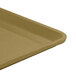 A close-up of an olive green Cambro dietary tray.