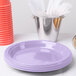 Creative Converting 28193021 9" Luscious Lavender Purple Plastic Plate - 20/Pack Main Thumbnail 3