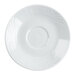 A CAC Roosevelt white porcelain saucer with a swirl design on it.
