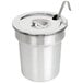 A silver stainless steel Nemco 4 quart container with a lid and ladle.