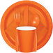 Creative Converting 01192B 54" x 108" Sunkissed Orange Plastic Table Cover - 24/Case Main Thumbnail 5