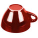 A CAC Venice red coffee cup with a handle on a saucer.