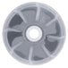 A round grey plastic impeller with a hole in it.