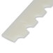 A white plastic blade scraper with a small hole in it.