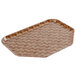 A brown Cambro basketweave tray with a pattern.