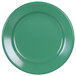 An Elite Global Solutions Rio Autumn Green melamine plate with a white rim.