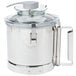 A silver stainless steel bowl kit for a Robot Coupe commercial food processor.