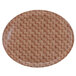 A brown Cambro oval tray with a basketweave pattern.