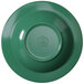 A green melamine bowl with a circular design on the bottom.