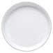 A white Elite Global Solutions melamine plate with black trim.