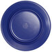 A purple melamine plate with a circular design.