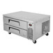 A stainless steel Turbo Air chef base with two drawers and wheels.