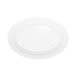 A white oval melamine platter with a hole in the center.