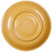 A yellow plate with a circular rim.