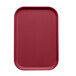 A red Cambro Ever Red customizable insert in a rectangular tray.