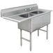 A stainless steel Advance Tabco commercial sink with two compartments and a left drainboard.