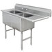 A stainless steel Advance Tabco sink with two compartments and a right drainboard.