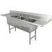 Advance Tabco FC-3-2424-18RL Three Compartment Stainless Steel Commercial Sink with Two Drainboards - 108" Main Thumbnail 1