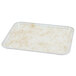 A white rectangular Cambro tray with a gold and white speckled surface.