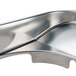 A silver metal Robot Coupe large feed tray with a curved edge.
