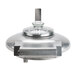 A silver metal lid with a glass cover for a Robot Coupe commercial food processor.