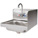 Advance Tabco 7-PS-66R Hand Sink with Splash Mounted Gooseneck Faucet and Right Side Splash Guard - 17 1/4" Main Thumbnail 3