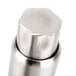 A close-up of a stainless steel adjustable foot.