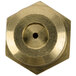 A brass circular metal nut with a hole in it.
