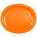 A Sunkissed Orange oval paper platter with a curved edge.