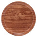 A round wooden Cambro Java teak tray with a white rim.