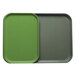 A green Cambro customizable insert for a green tray.