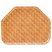 A brown rectangular trapezoid-shaped Cambro tray with a light basketweave pattern.
