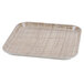 A square Cambro tray with a woven rattan pattern.