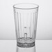 A clear GET SAN plastic tumbler with a straight rim and small bottom.