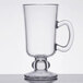 A clear Tritan plastic Irish coffee mug with a handle.