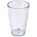 A clear plastic tumbler with a wavy design.