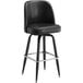 A Lancaster Table & Seating black vinyl bar stool with metal legs.
