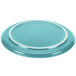 A close-up of a turquoise Fiesta china tray with a white border.
