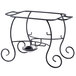 A black wrought iron Choice chafer stand with a candle holder.