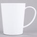 A close-up of a white Carlisle Tritan mug with a handle.