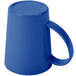 A Carlisle blue Tritan mug with a handle.
