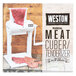 A Weston manual meat tenderizer with meat on it.